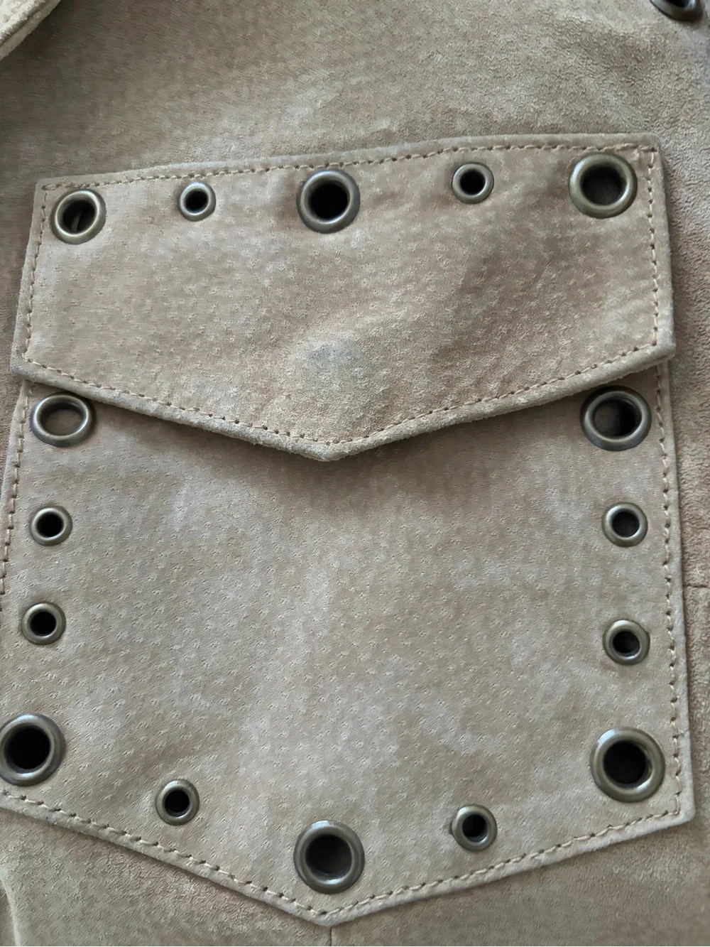 Tres Jolie Accessories Tan Suede Eyelet-Trim Jacket - Picture 6 of 7